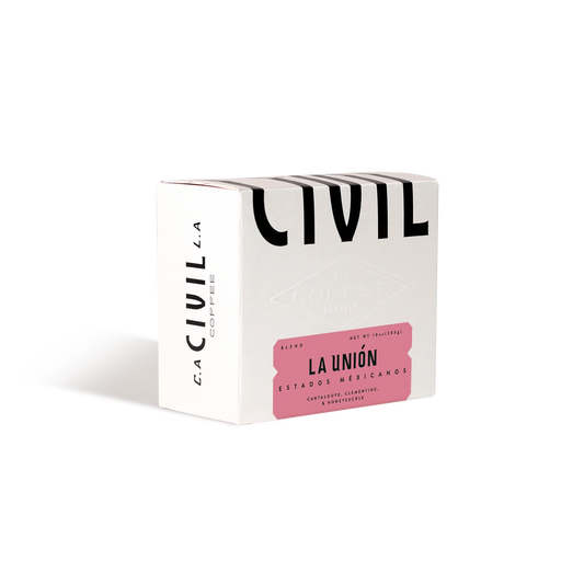 White box of La Union Blend by Civil Coffee Store on a plain background.