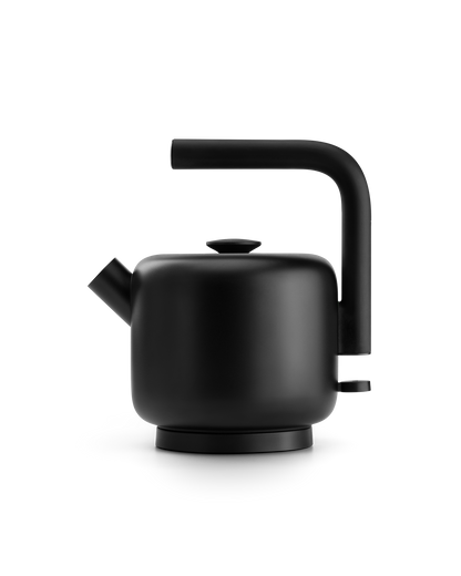 Fellow Clyde Electric Kettle: matte black, modern, with a unique angular handle.