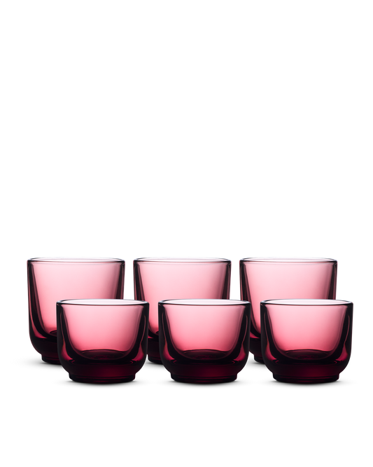 Fellow Pirch Espresso Glass 6 Pack—short, round glasses with flavor-enhancing design.