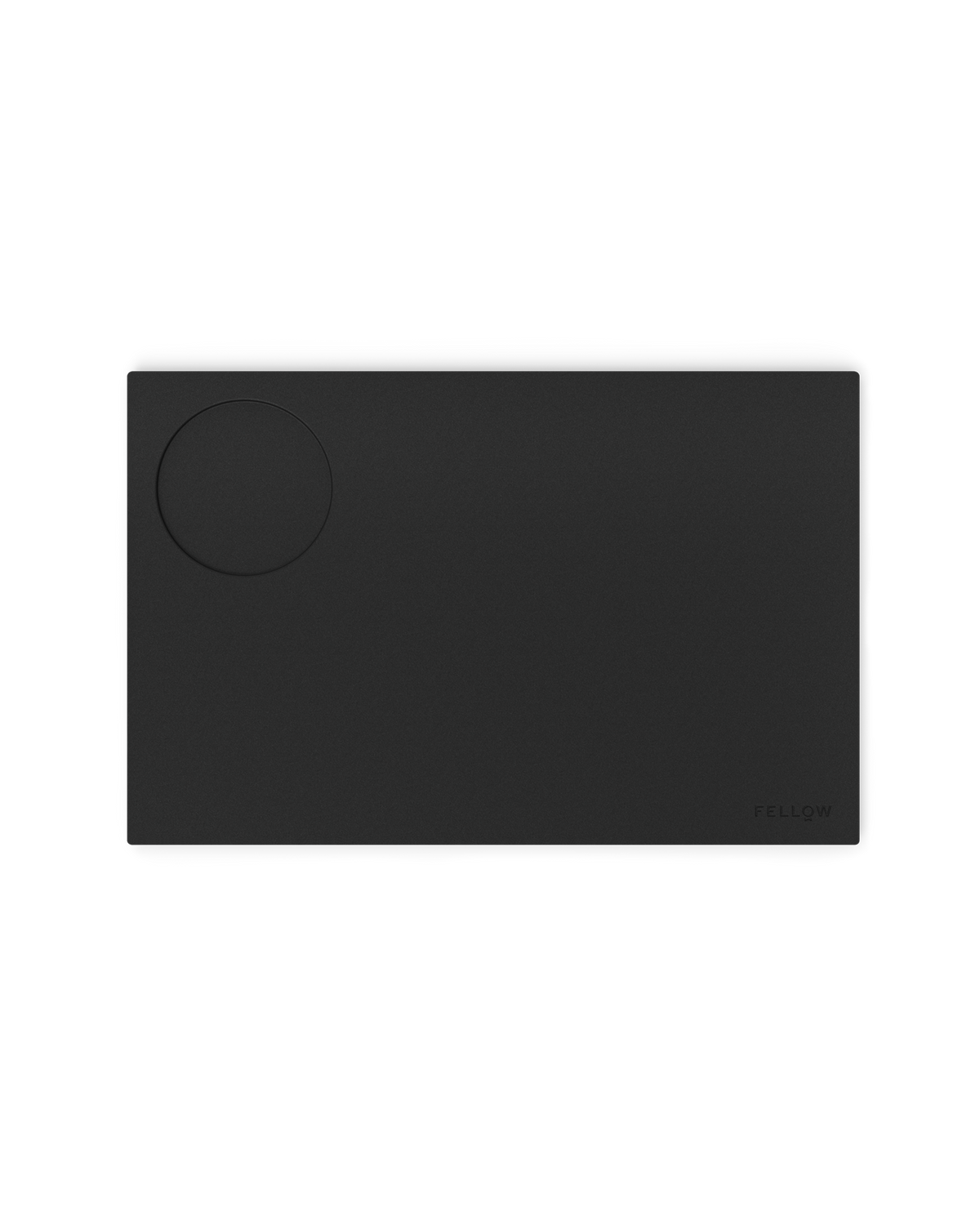 Fellow Espresso Tamping Mat: rectangular silicone mat with circular indentation for espresso.