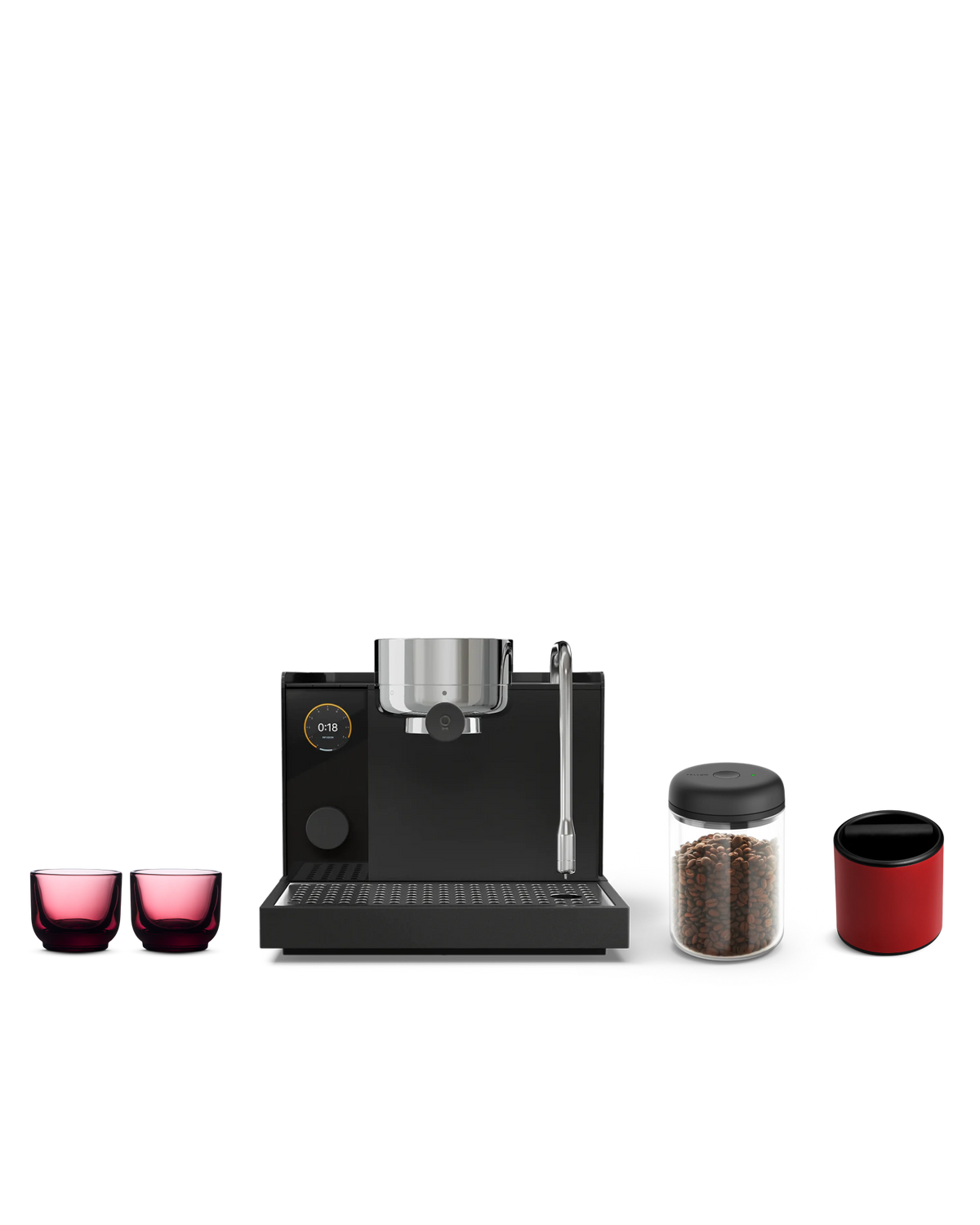 Fellow Espresso Series 1 Setup Kit with accessories and coffee bean storage included.